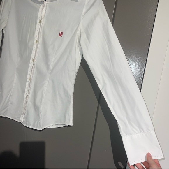 Carolina Herrera Cotton Basic White Classic Button Up Long Sleeve Shirt - Picture 7 of 14